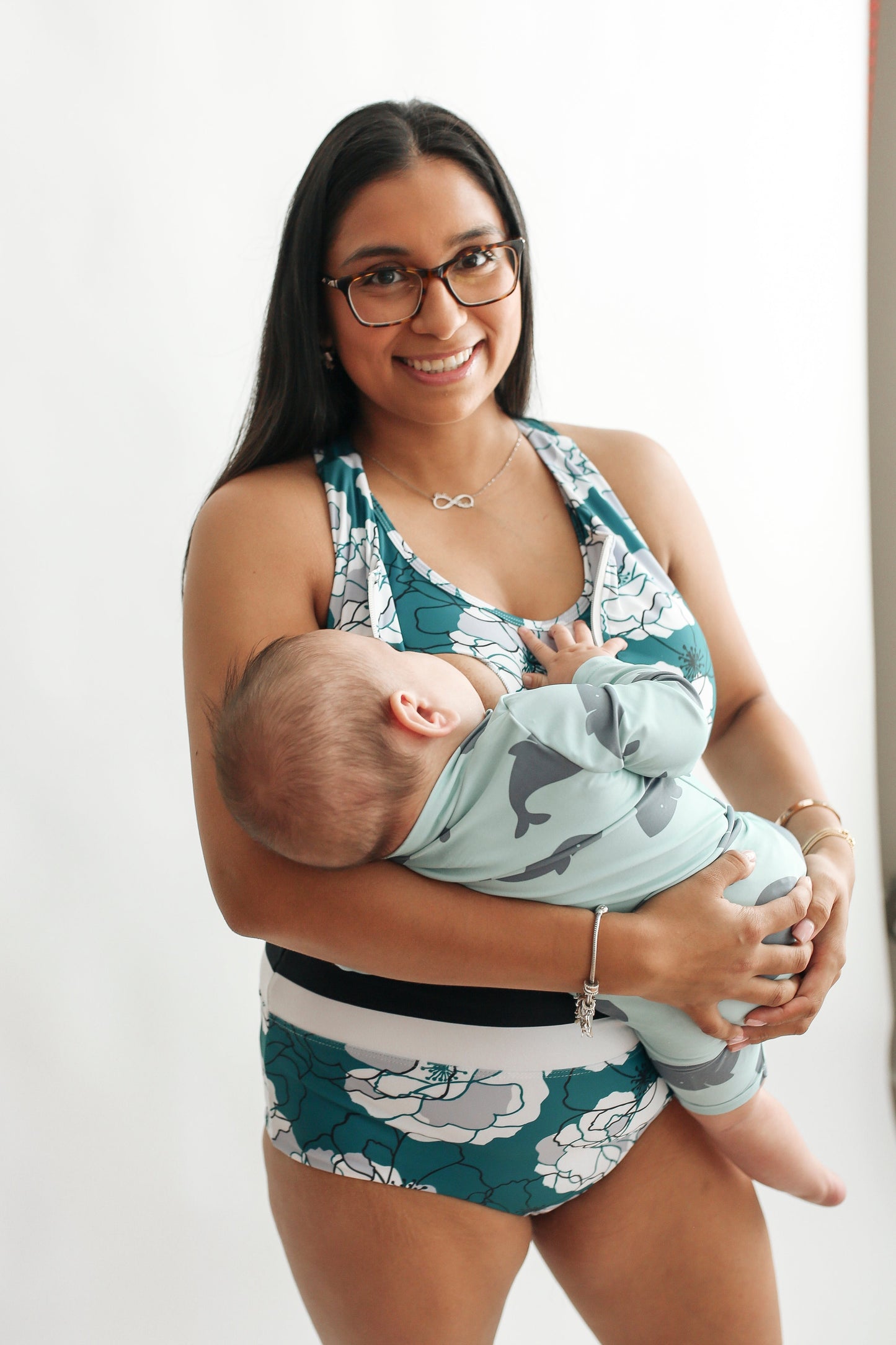 Crop Zip Up Breastfeeding Swimsuit Top