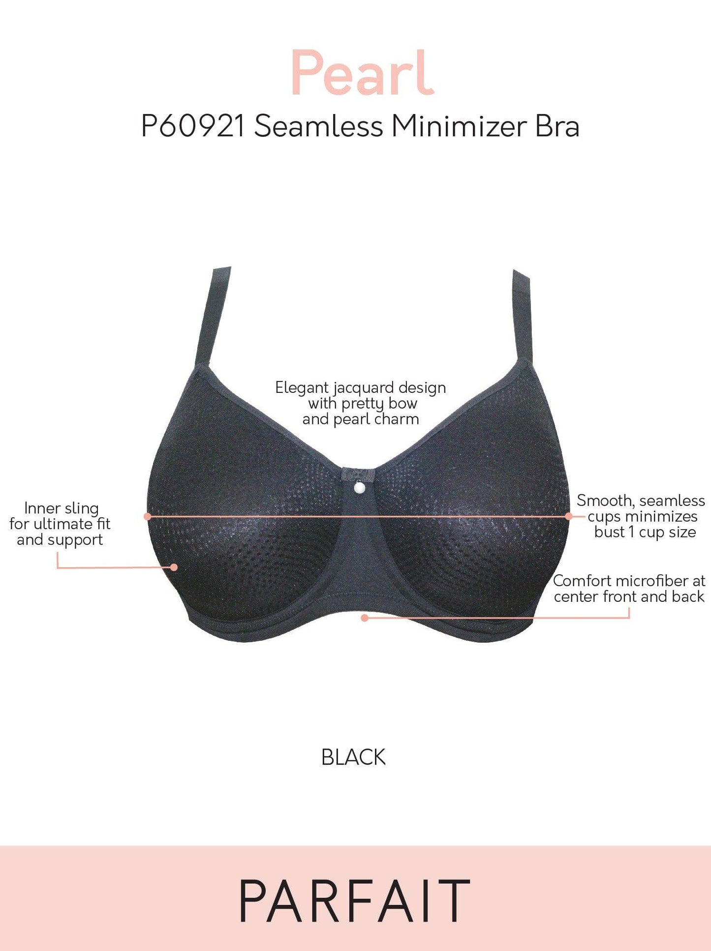 Pearl Minimizer Full Bust Padded Bra - Black