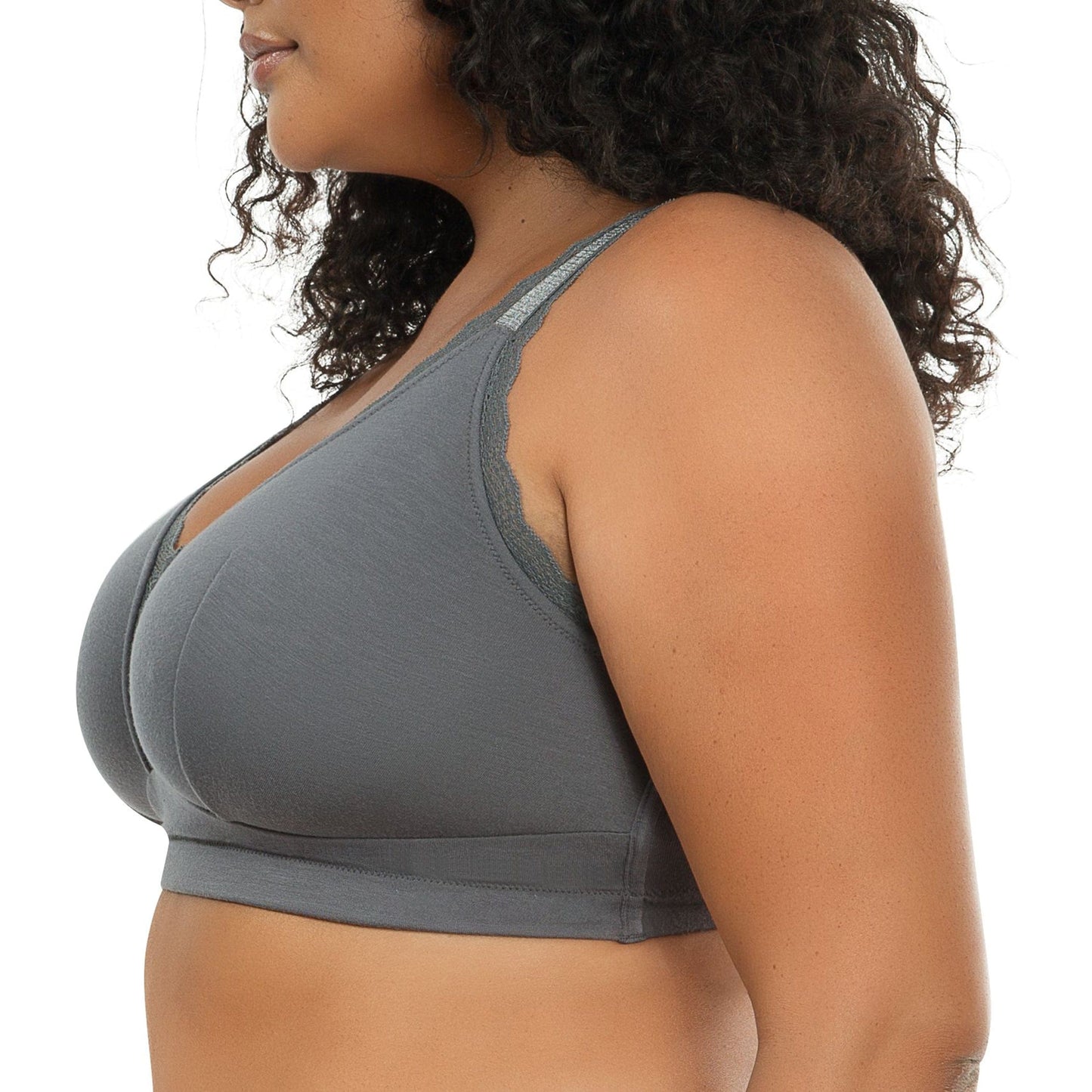 PARFAIT Dalis P5641 Women's Full Busted and Curvy Wire Free Bralette  - Charcoal