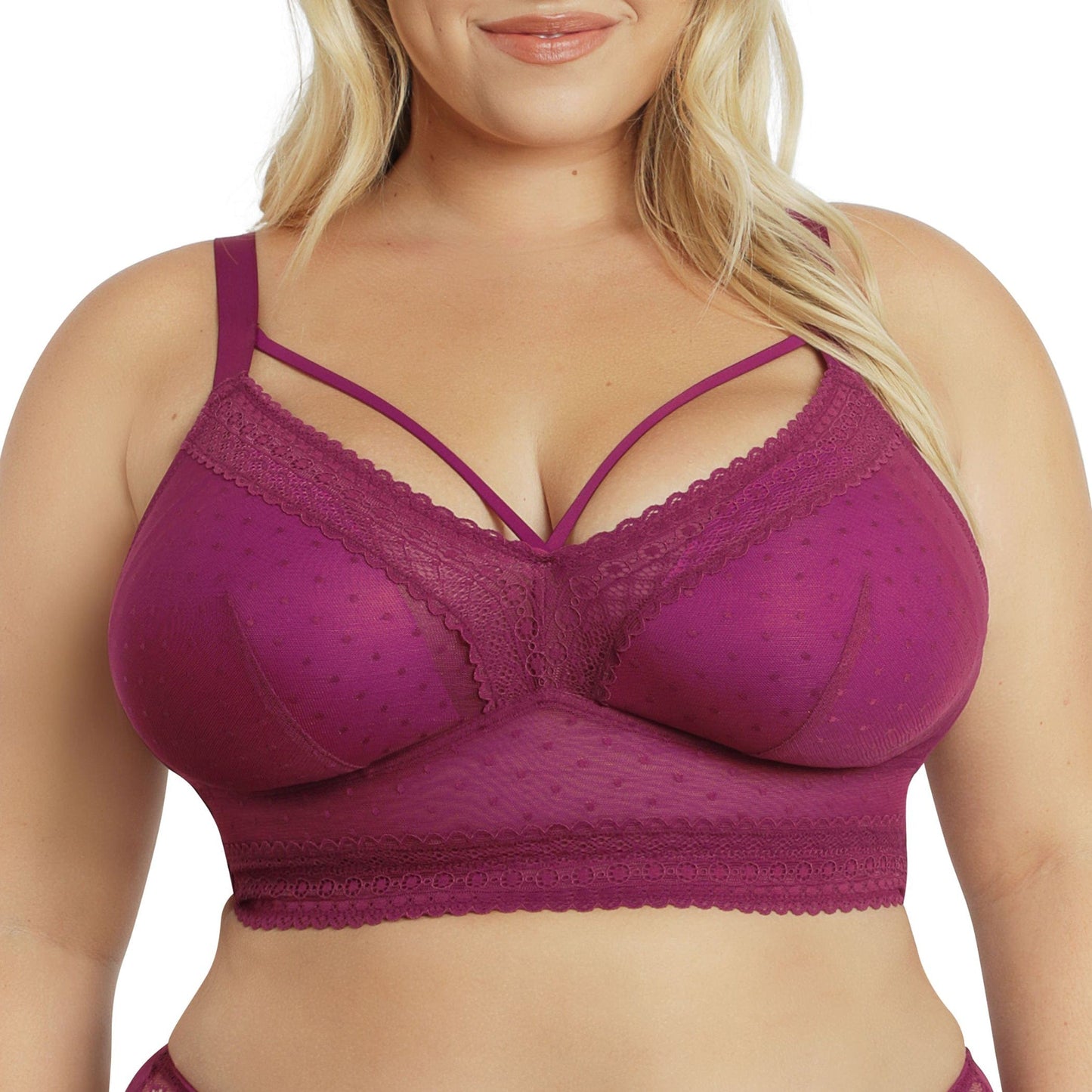 PARFAIT Mia Dot P6011 Women's Full Busted Lightly Padded Wire Free Bra - Blackberry