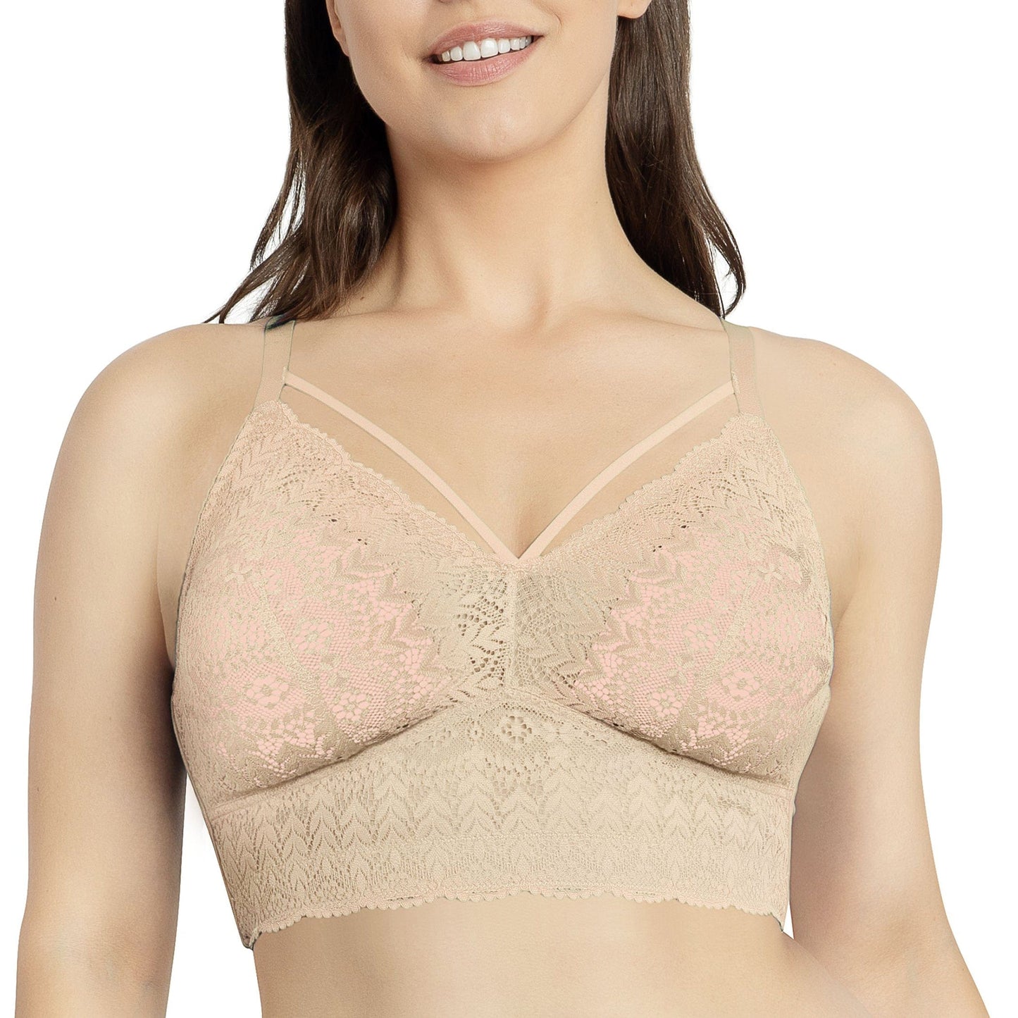 PARFAIT Mia Lace P5951 Women's Full Busted Lightly Padded Wire Free Bra - Bare