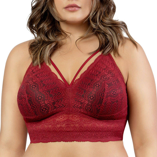 Mia Wire-Free Full Bust Lace Bralette - Rio Red