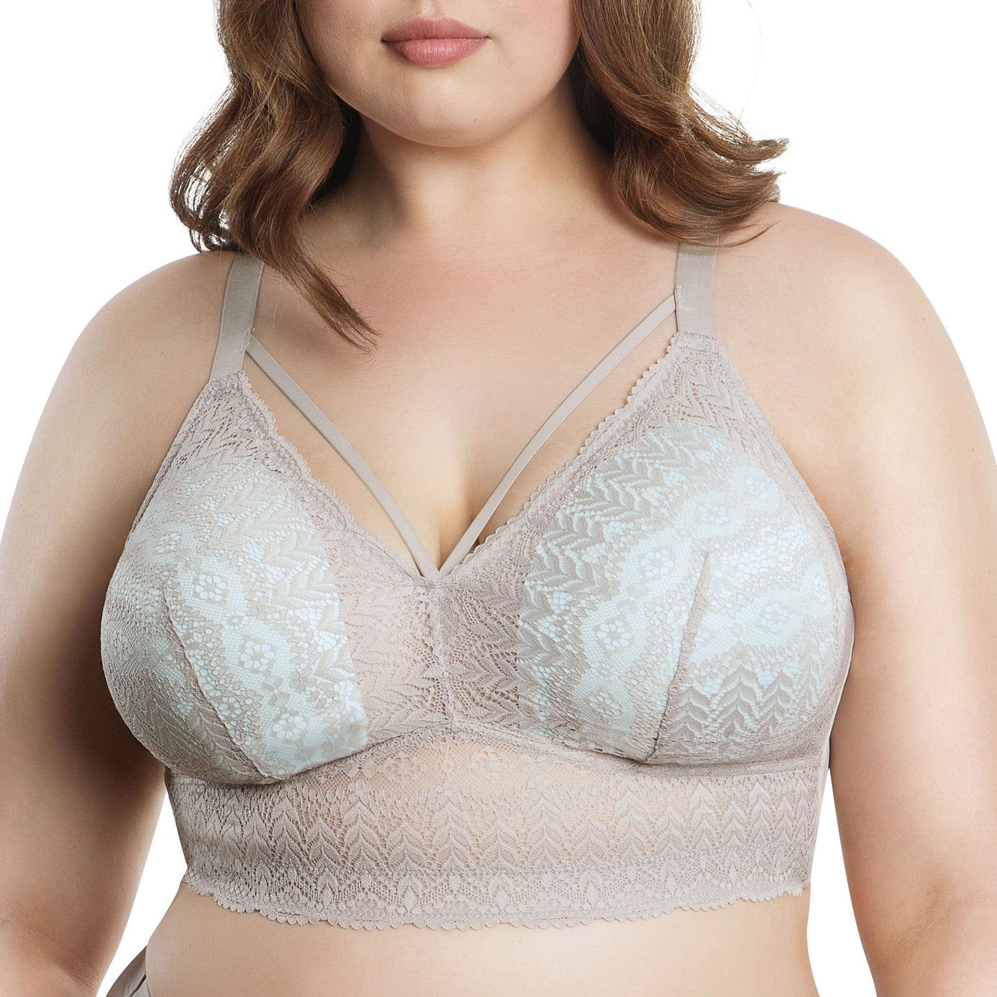 PARFAIT Mia Lace P5951 Women's Full Busted Lightly Padded Wire Free Bra - Sandstone