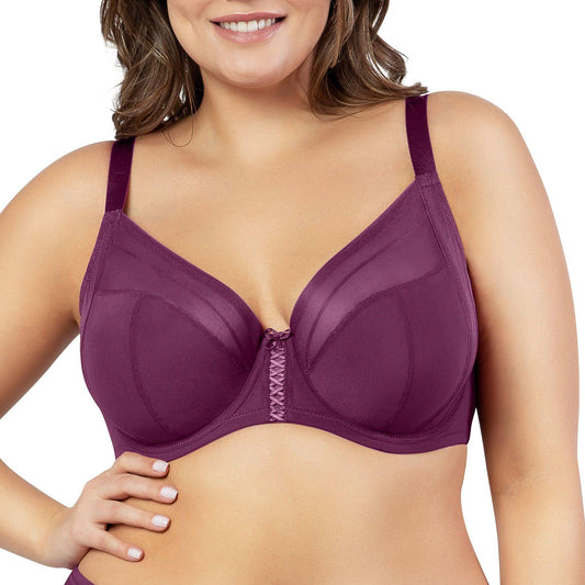 PARFAIT Shea P6062 Women's Full Bust Mesh Plunge Unlined Wired Bra - Blackberry