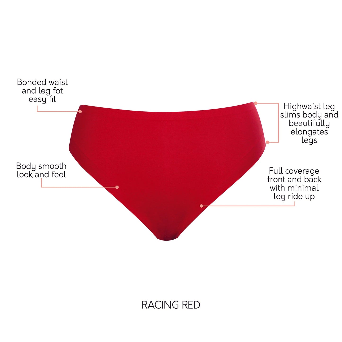 Bonded French Cut Body Smoothing Panty - Racing Red
