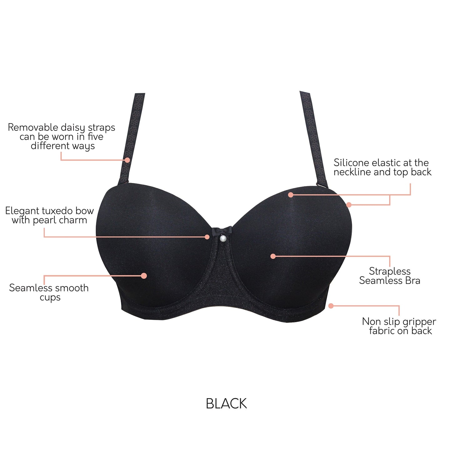 Elise Full Bust Strapless Bra - Black