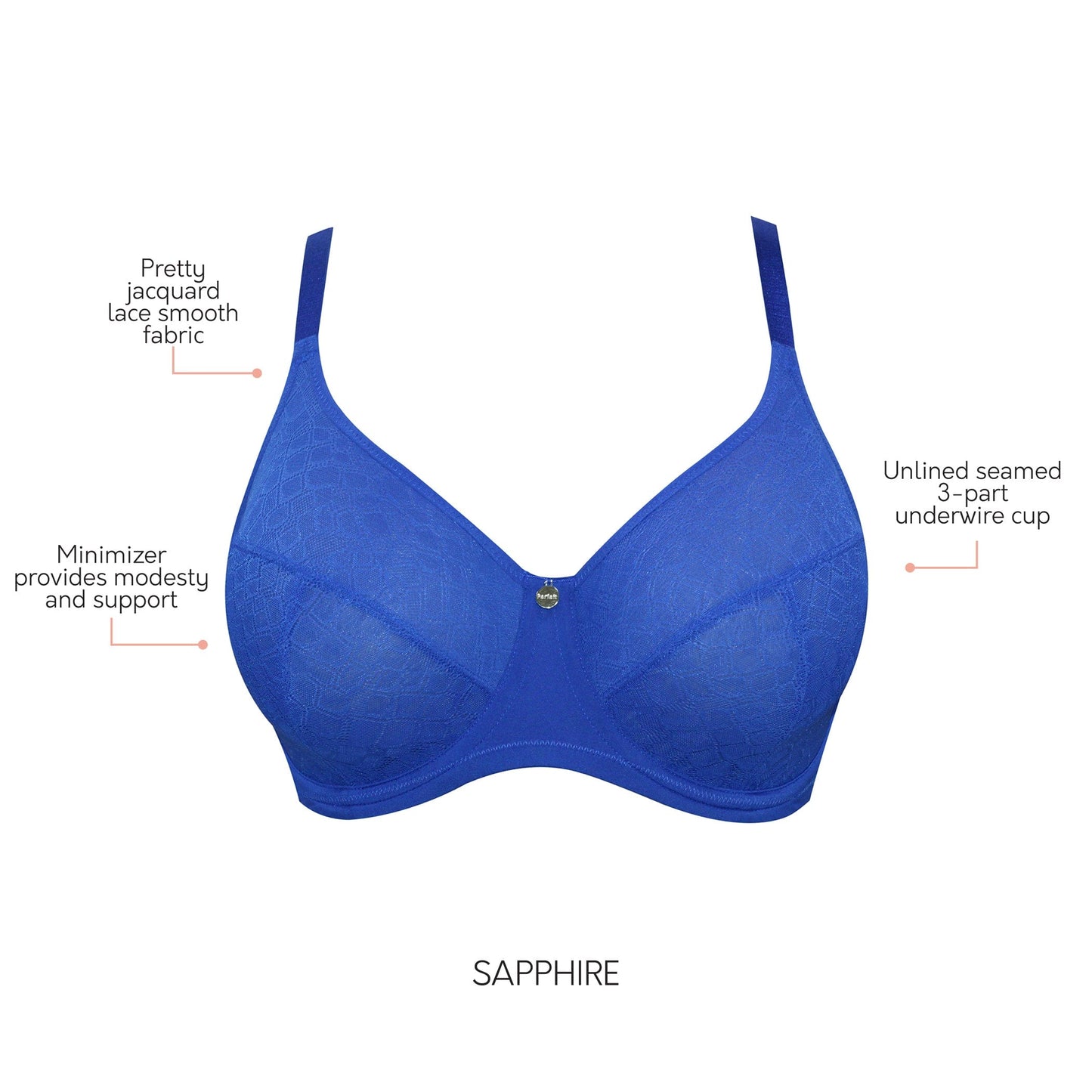 PARFAIT Enora P5272 Women's Full Bust Supportive Full Coverage Unlined Minimizer - Sapphire