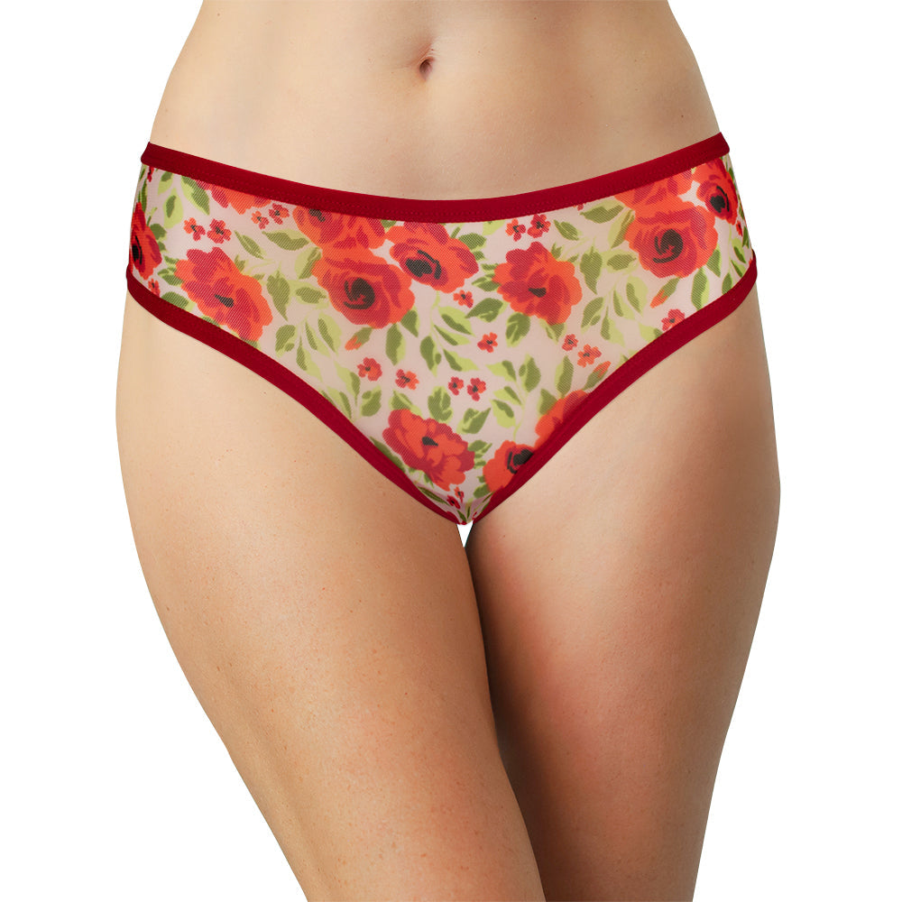 Winter Floral Mesh Thong – Sheer Comfort XS–3X