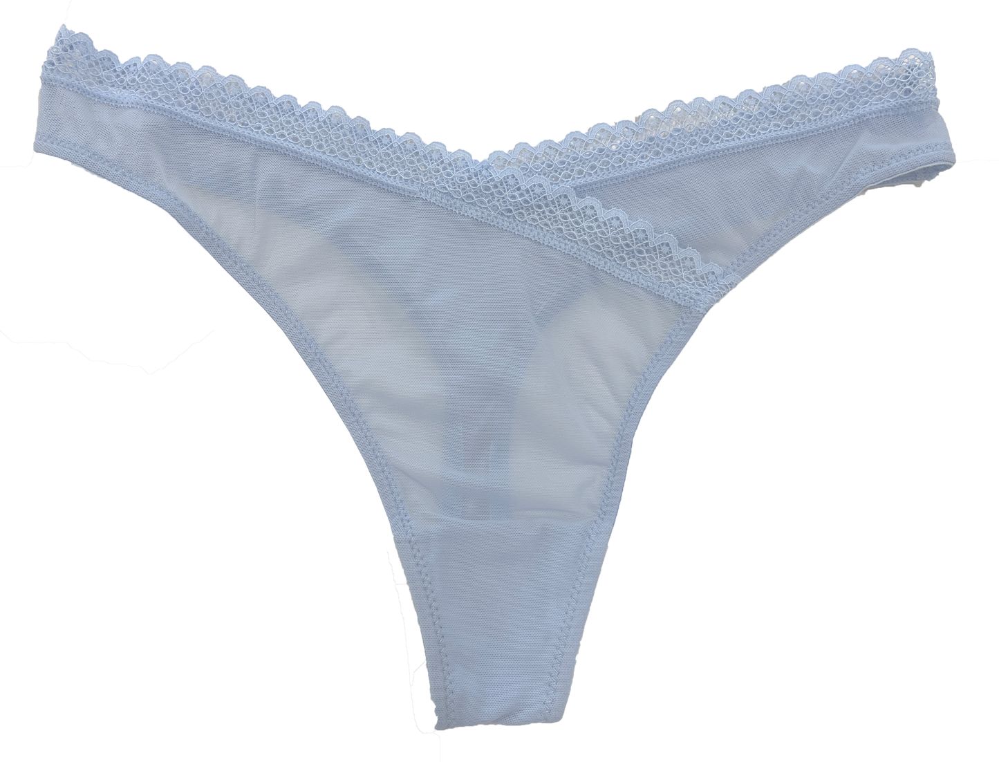 V-Front Mesh Thong with Lace, XS-2X