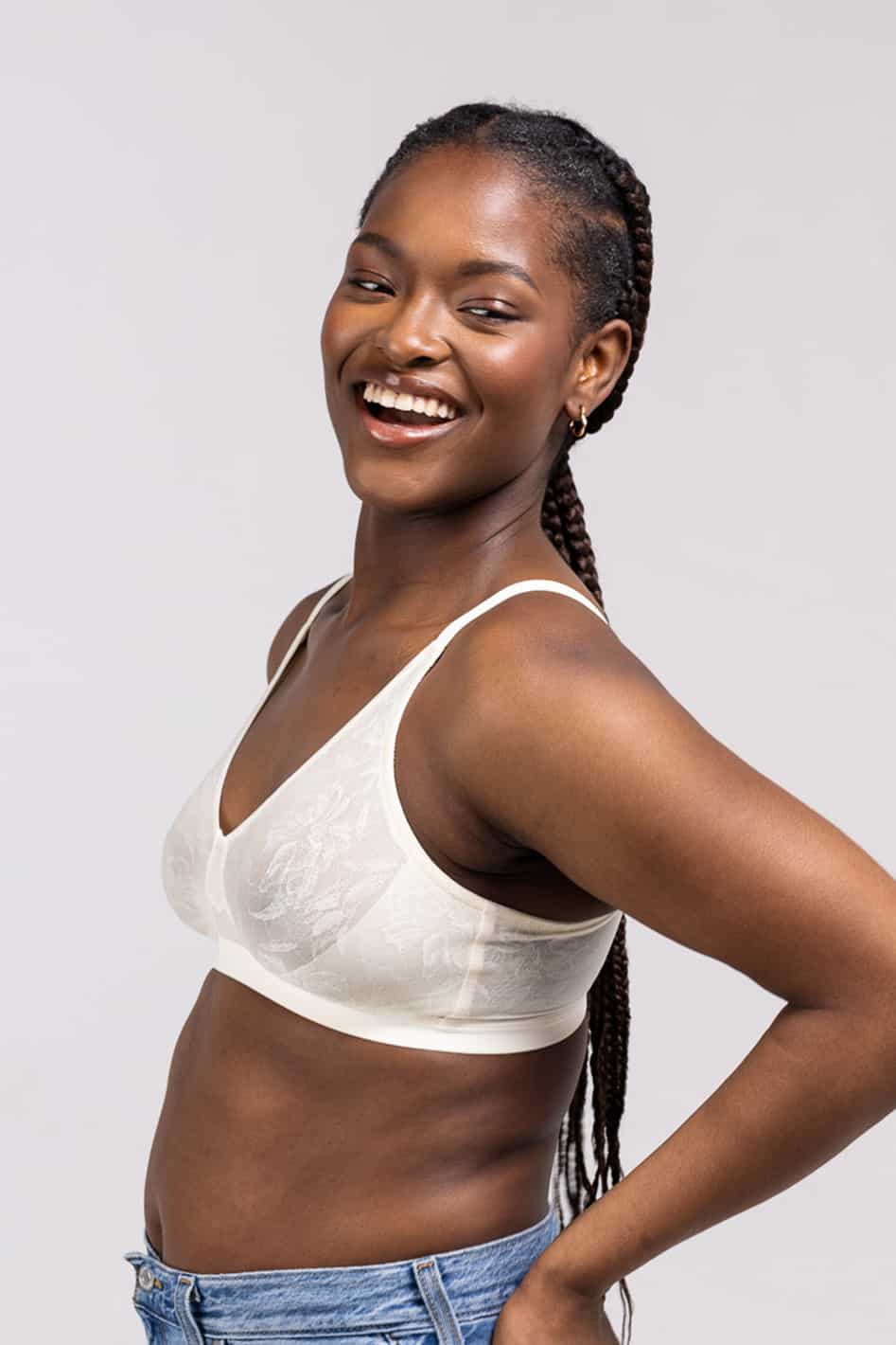 Dandelion Smooth Lace Sheer Plunge Bralette - D/DD Cup