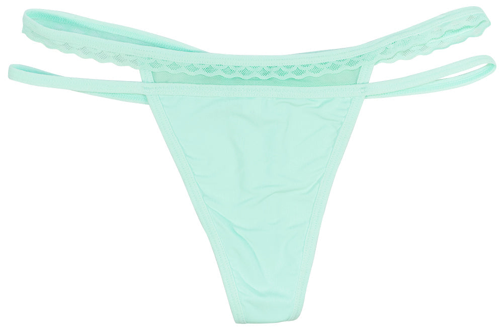 Strappy Thong with Mesh and Lace Detail