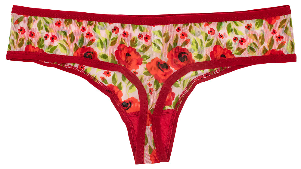 Winter Floral Mesh Thong – Sheer Comfort XS–3X