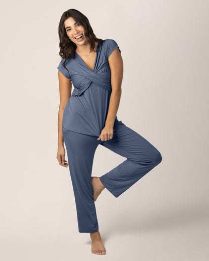 Davy Maternity & Nursing Pajama Set | Slate Blue