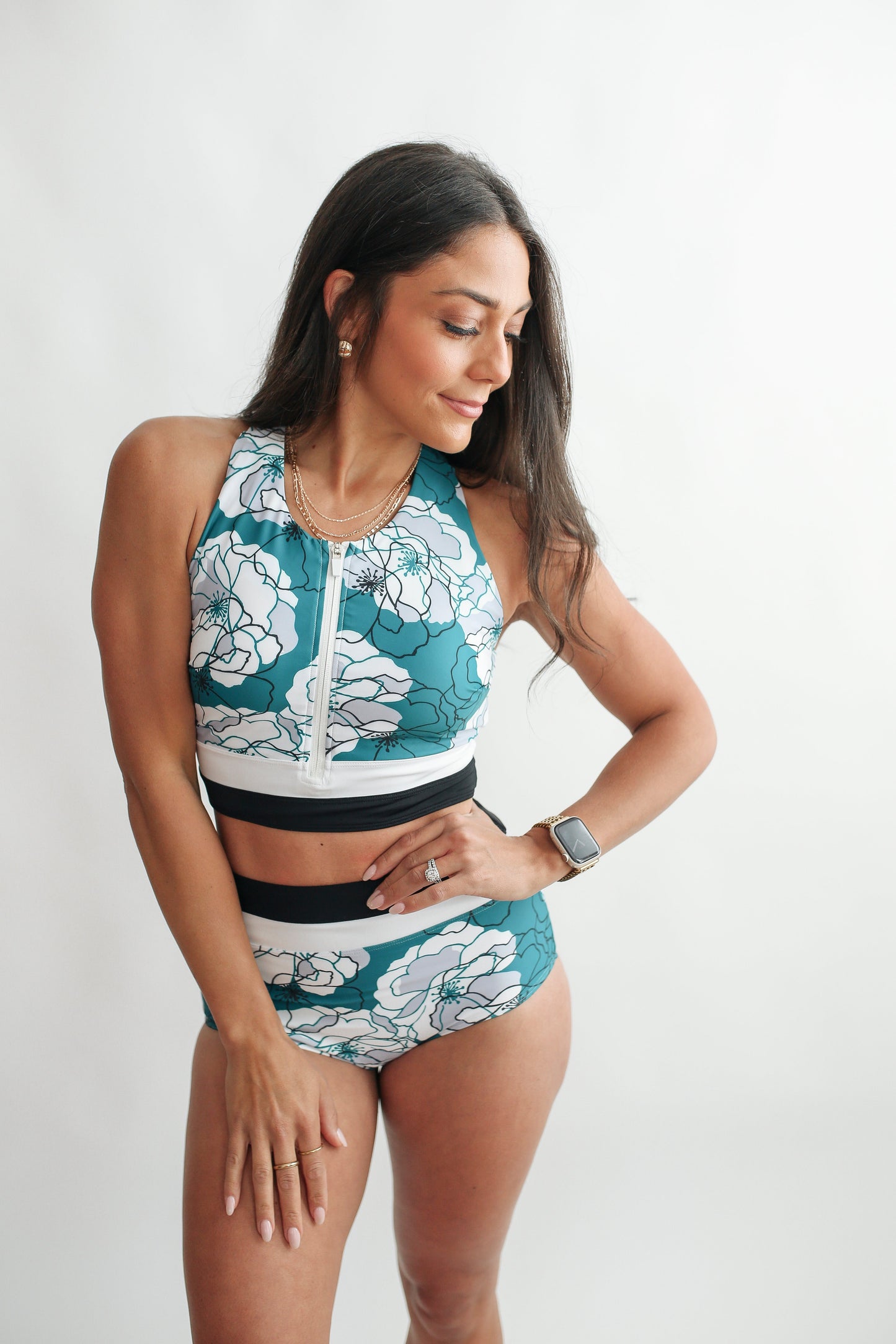 Crop Zip Up Breastfeeding Swimsuit Top