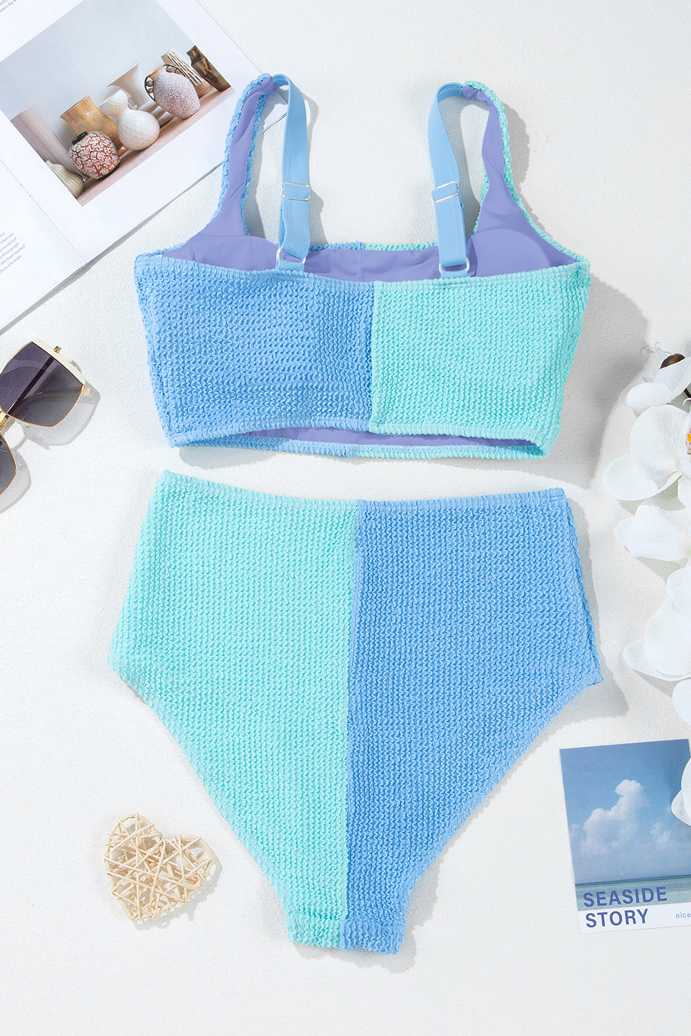 Colorblock Corded Square Neck Bikini Swimsuit