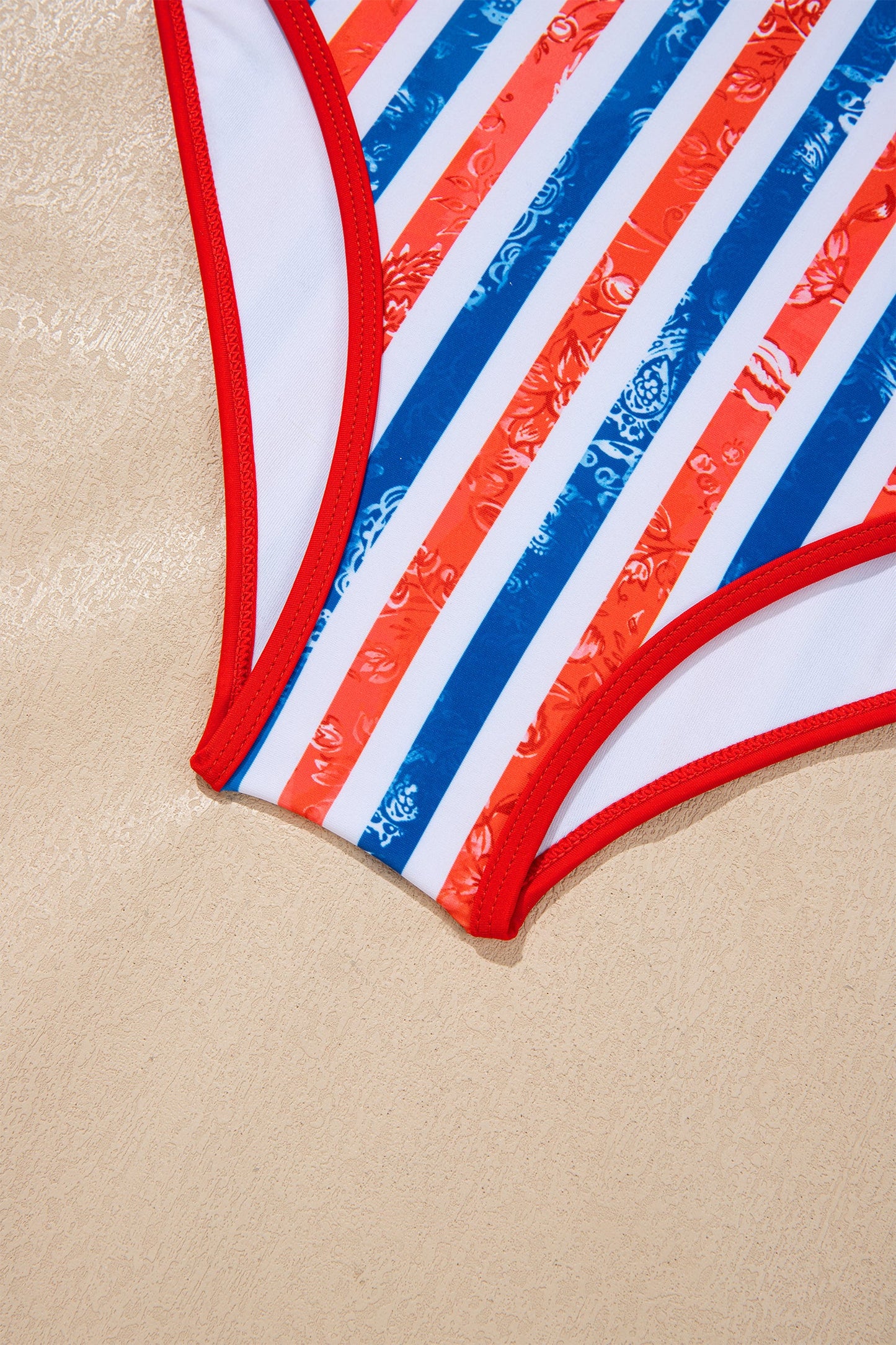 Americana Stripe Cutout Spaghetti Strap Swimsuit