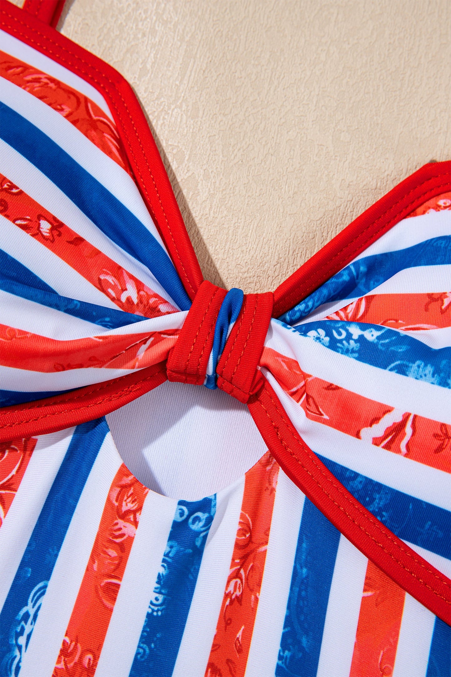 Americana Stripe Cutout Spaghetti Strap Swimsuit