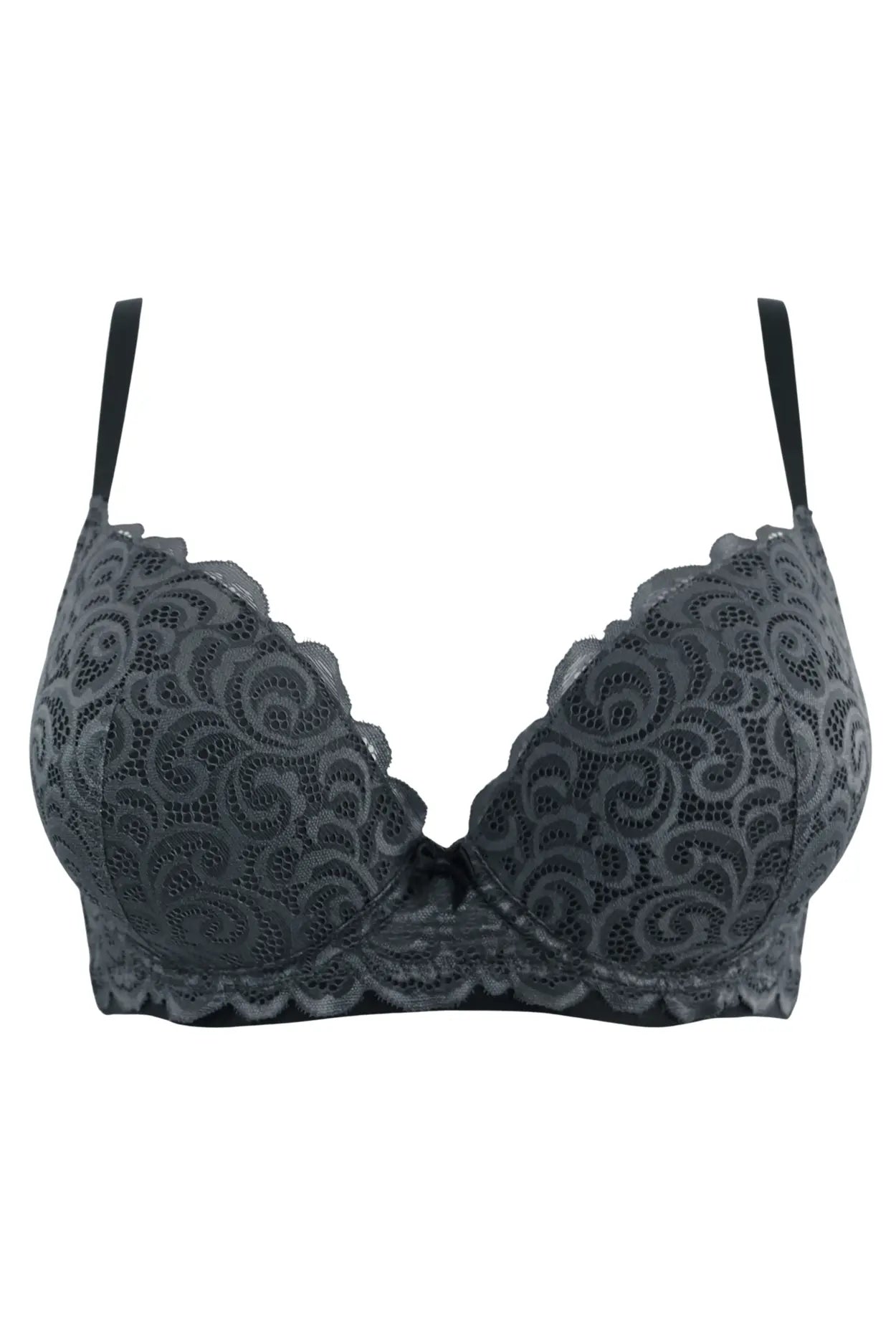 Romance Molded Padded Push Up Plunge Bra, D-G Cup