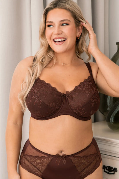 Flora Lace Non-Padded Underwire Bra - D-M Cup