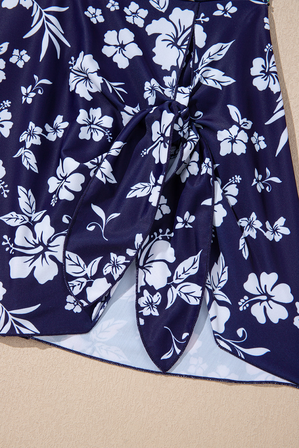 Floral Crossed Back Asymmetric Wrap Side Swimsuit