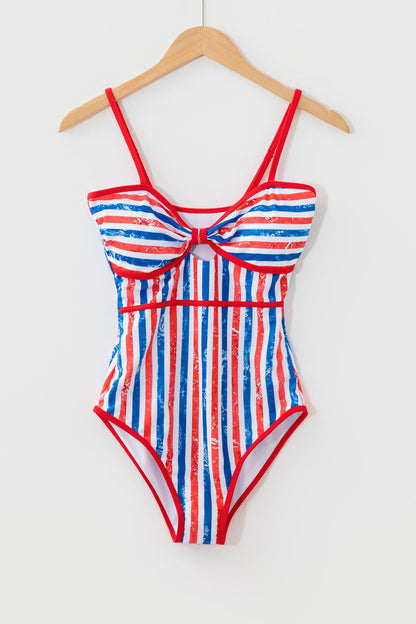 Americana Stripe Cutout Spaghetti Strap Swimsuit
