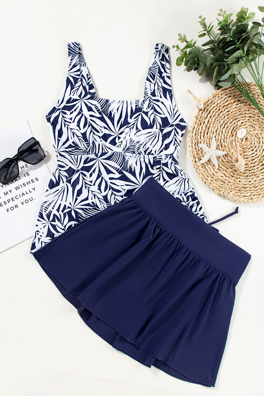 Colorblock Tankini Top and Skort Swim Set