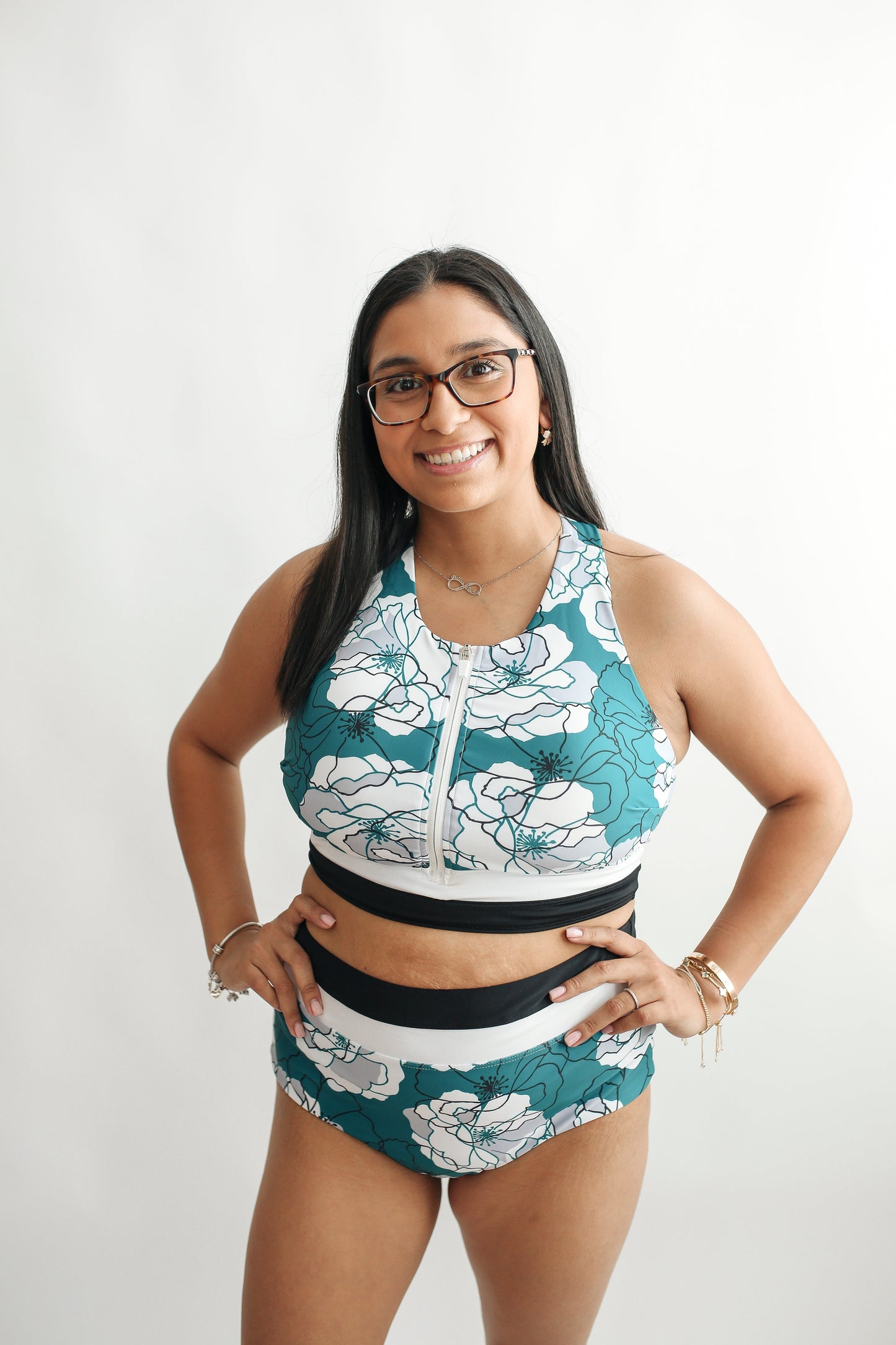 Crop Zip Up Breastfeeding Swimsuit Top