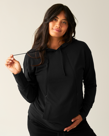 Brushed Bamboo Maternity & Nursing Hoodie | Black