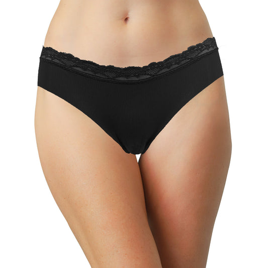 Laser Cut Rib Thong with Lace Waist, XS-2X