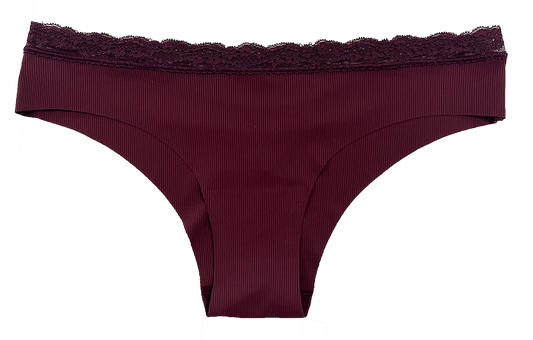 Laser Cut Rib Cheeky with Lace Waist, XS-2X