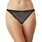 Flocked Polka Dot Mesh Cheeky with Lace Details
