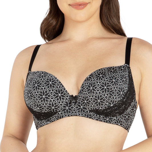 PARFAIT Casey 2801 Women's Wired Padded Plunge Seamless T-shirt Bra - Mosaic Black