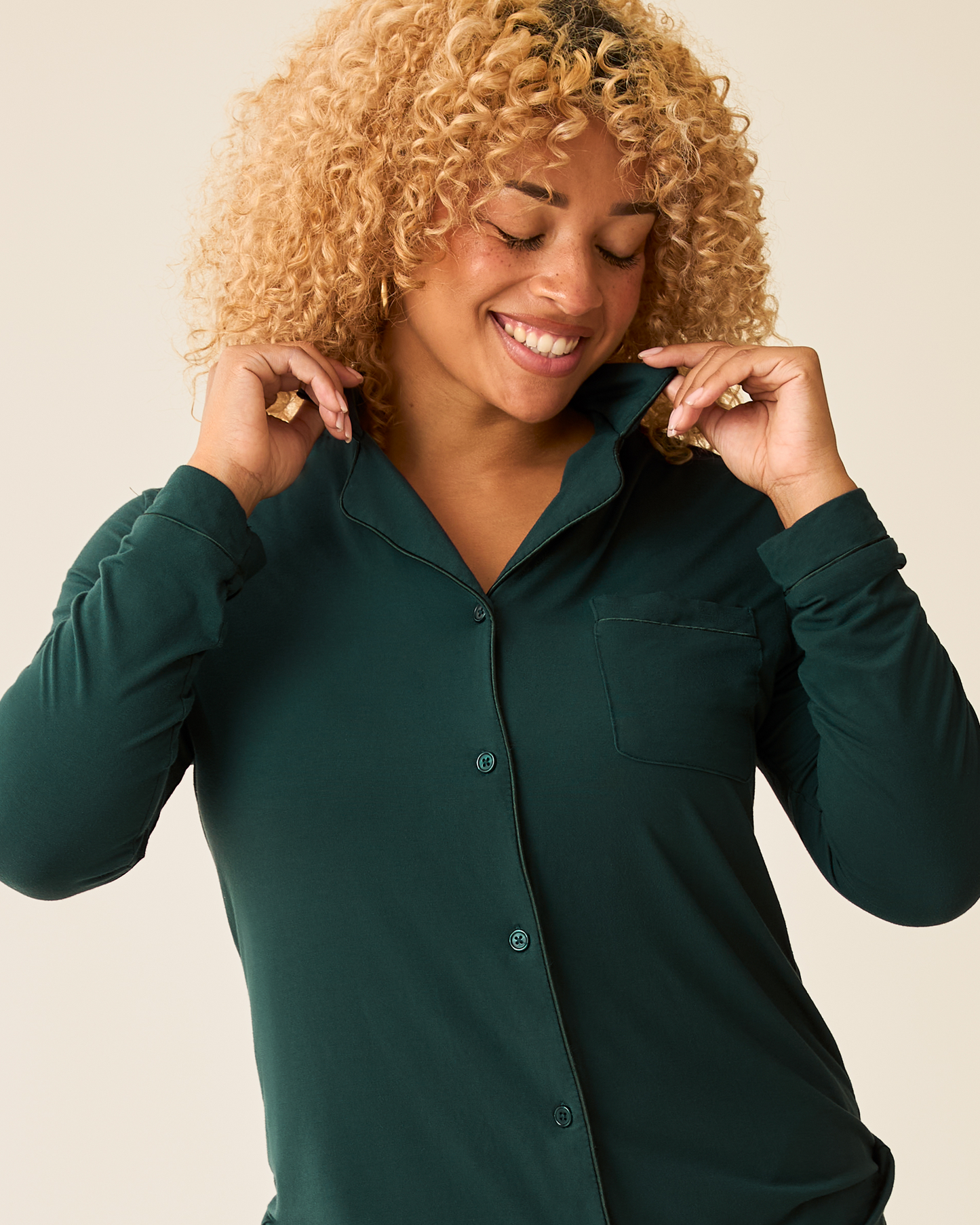 Clea Bamboo Long Sleeve Pajama Set | Evergreen