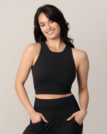 Sublime® Bamboo Maternity & Nursing Longline Bra Top | Black