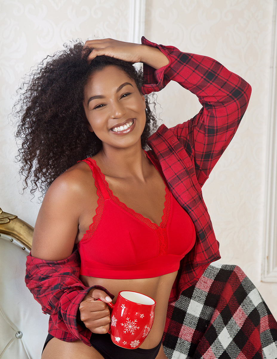 Dalis Wire-Free Full Bust Bralette - Racing Red
