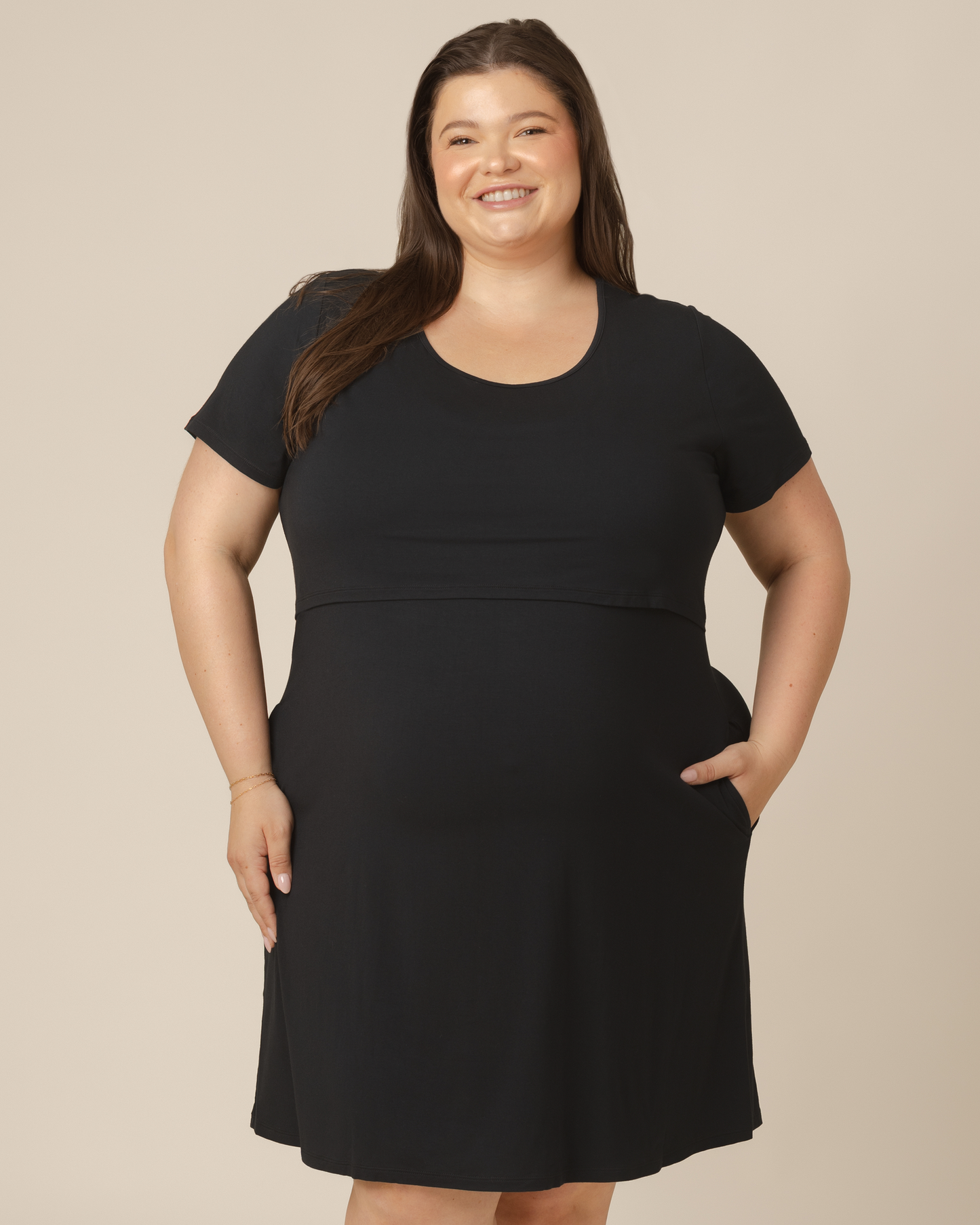 Eleanora Bamboo Maternity & Nursing Dress | Black