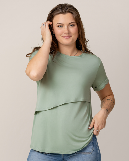 Everyday Asymmetrical Nursing T-shirt | Aqua Mist
