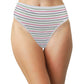 Printed Cotton High Waist Bikini with Picot Trim