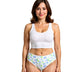 Printed Cotton High Waist Bikini with Picot Trim