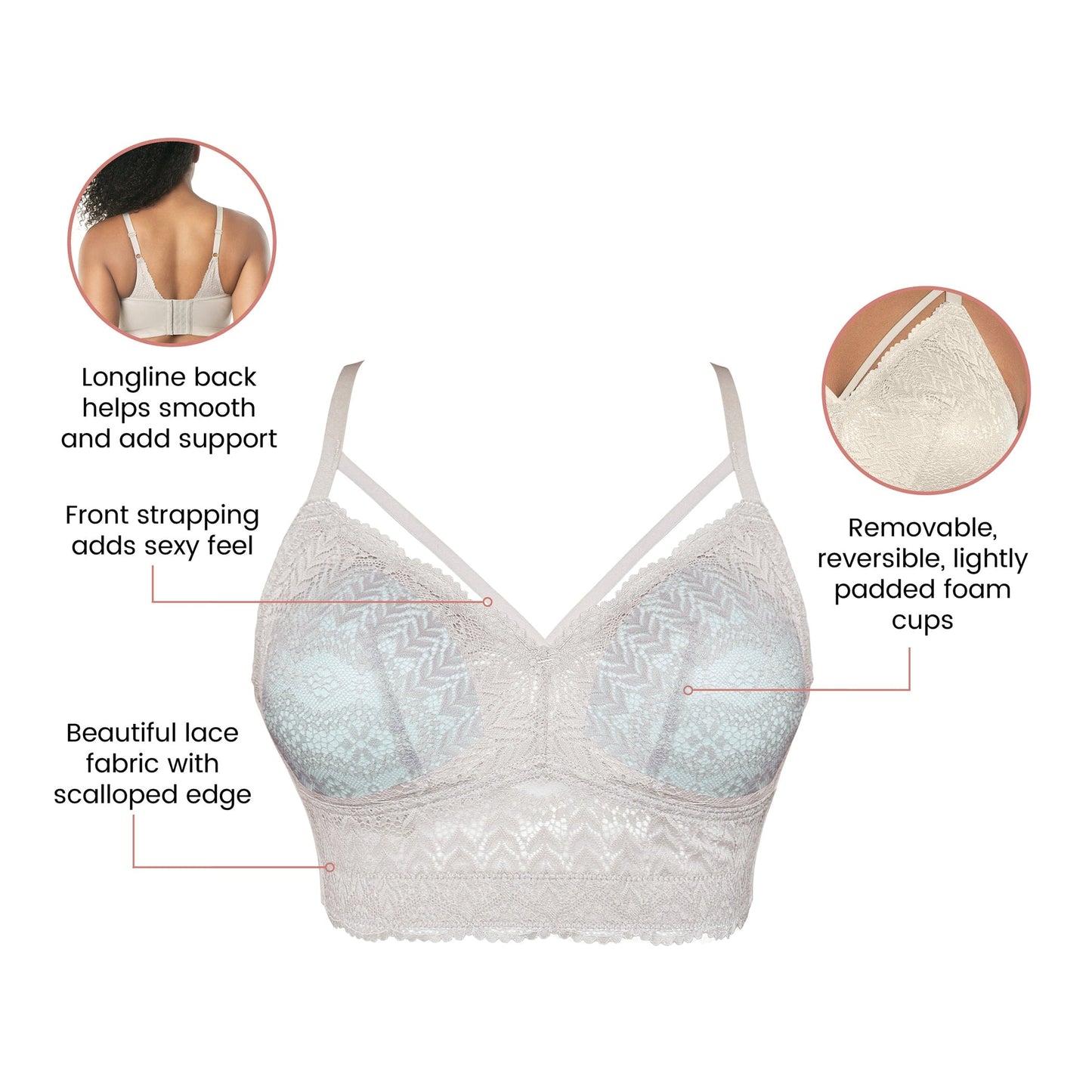 PARFAIT Mia Lace P5951 Women's Full Busted Lightly Padded Wire Free Bra - Sandstone