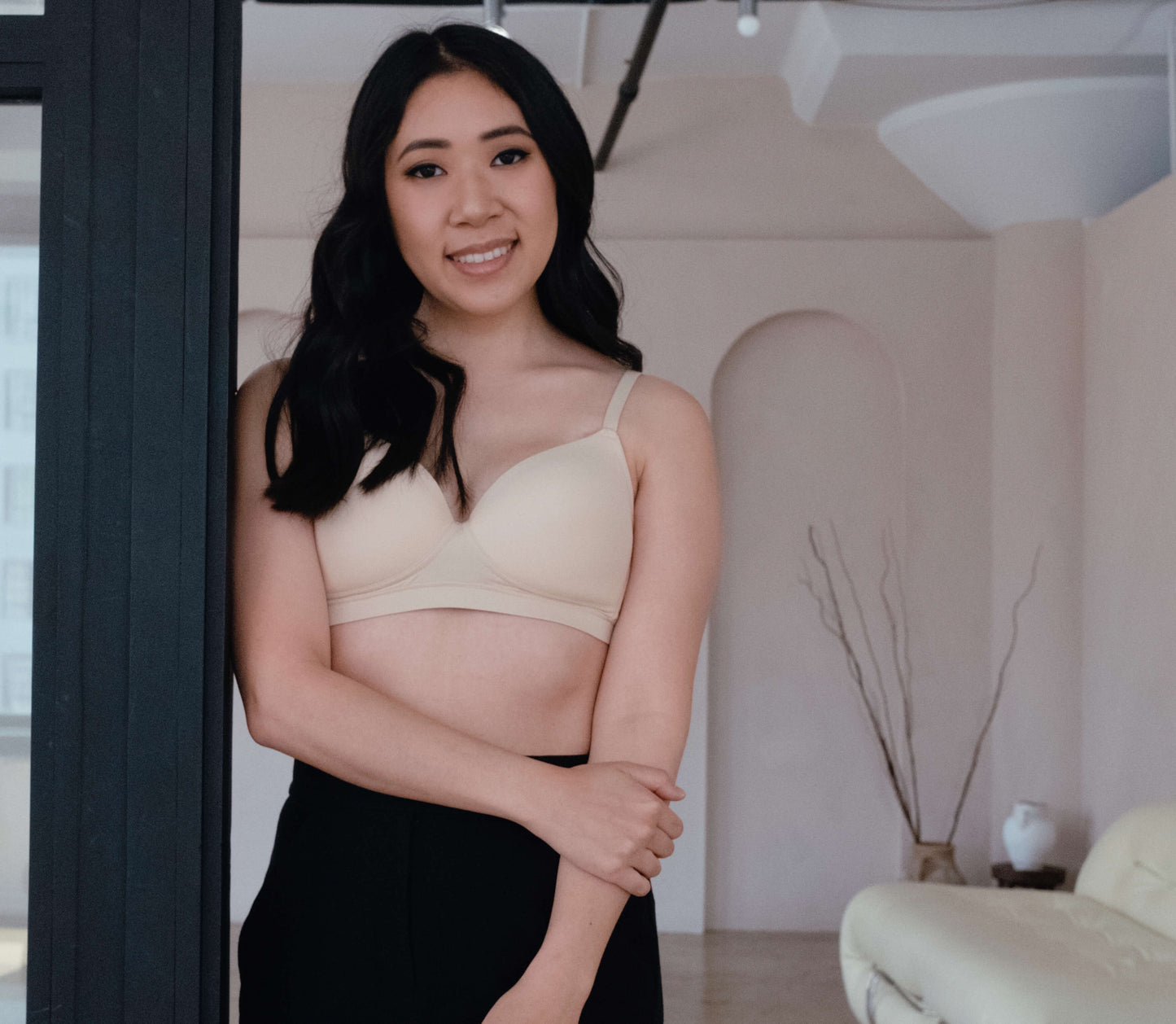 Moonrise Pocketed T‑Shirt Bra - Buff