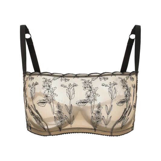 Kim High Neck Floral Embroidered Underwire Bra on Jelly Fabric