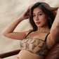 Kim High Neck Floral Embroidered Underwire Bra on Jelly Fabric