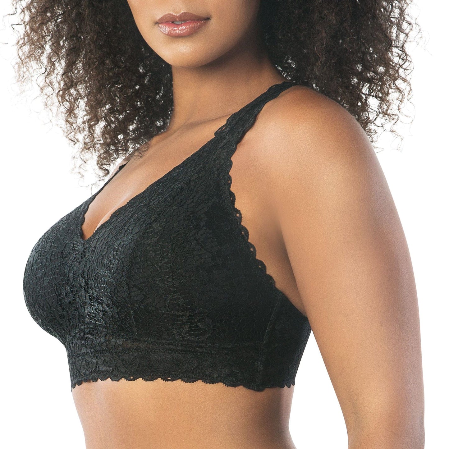 PARFAIT Adriana P5482 Women's Curvy and Full Bust Supportive Wire-free Lace Bra  - Black