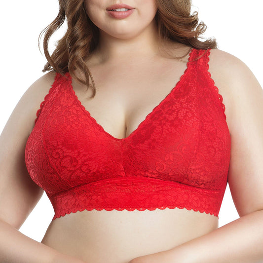 PARFAIT Adriana P5482 Women's Curvy and Full Bust Supportive Wire-free Lace Bra - Racing red