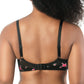 PARFAIT Casey 2801 Women's Wired Padded Plunge Seamless T-shirt Bra - Black w/ Rose Print