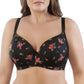 PARFAIT Casey 2801 Women's Wired Padded Plunge Seamless T-shirt Bra - Black w/ Rose Print
