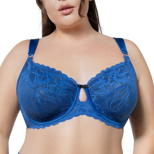 PARFAIT Charlotte Lace 6922 Women's Full Bust Lace Unlined Wired Bra  - Sapphire