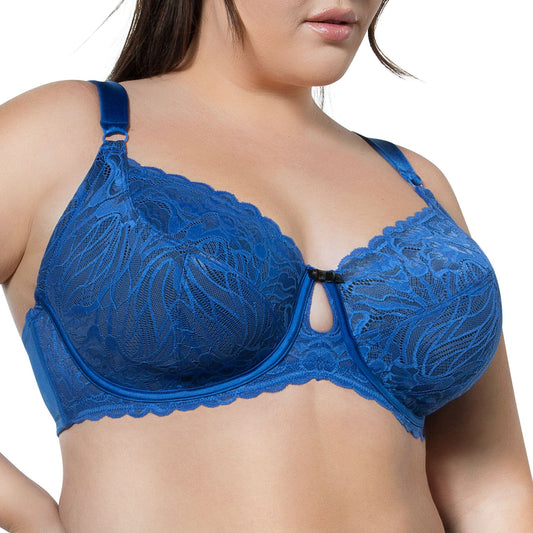 PARFAIT Charlotte Lace 6922 Women's Full Bust Lace Unlined Wired Bra  - Sapphire