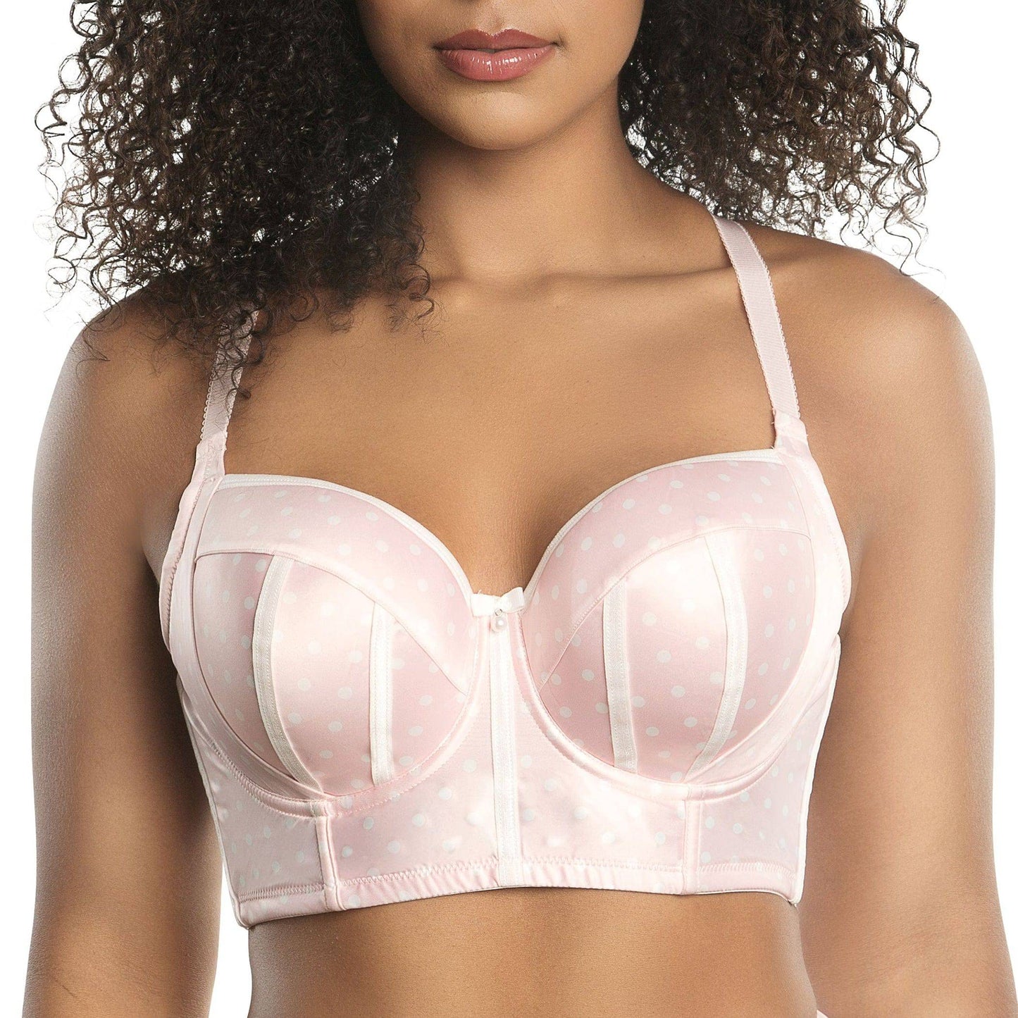 Charlotte Full Bust Padded Longline Bra - Petal Pink Dot